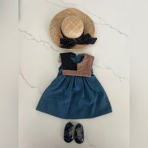 Doll Clothes for 18” doll like American Girl 4th Of  July Set Dress Hat Shoes